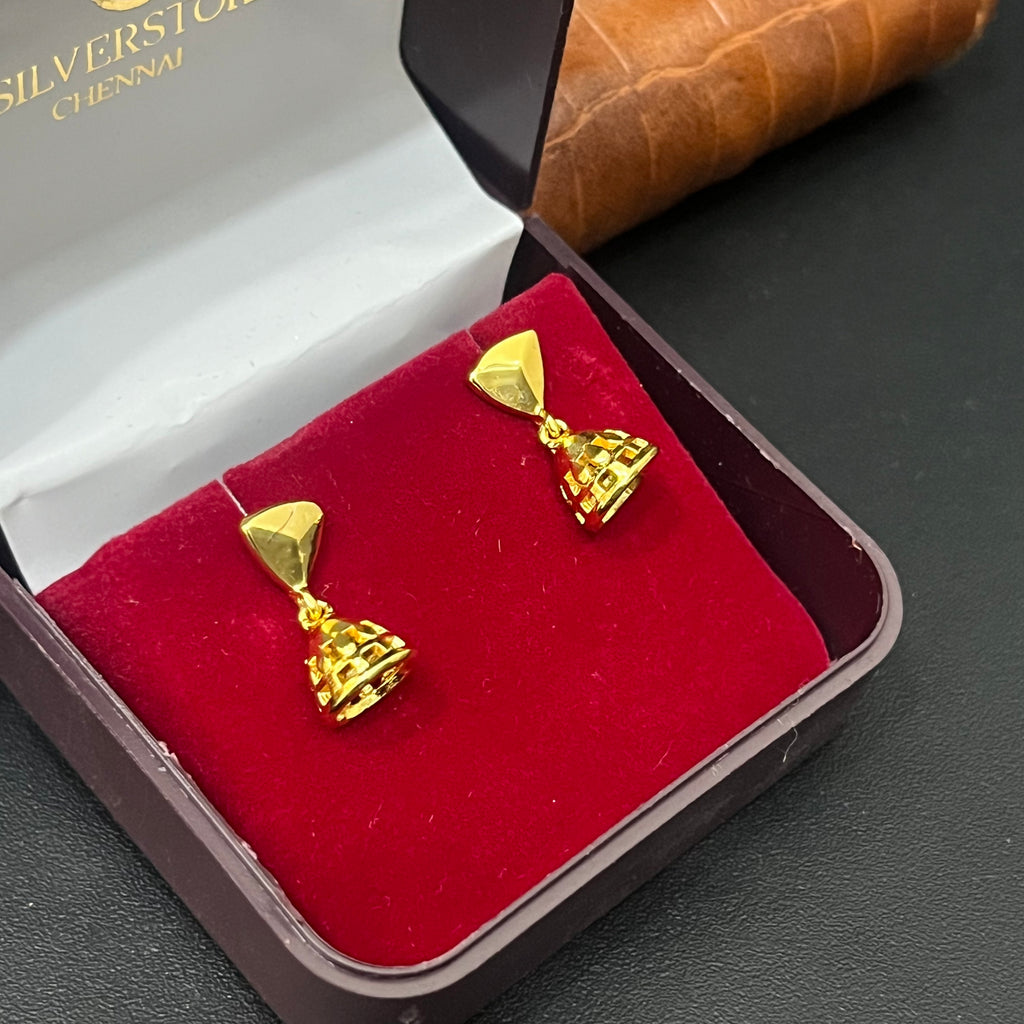 Silver Ladies Stud Triangle Mini Jimki Gold Finished 92.5