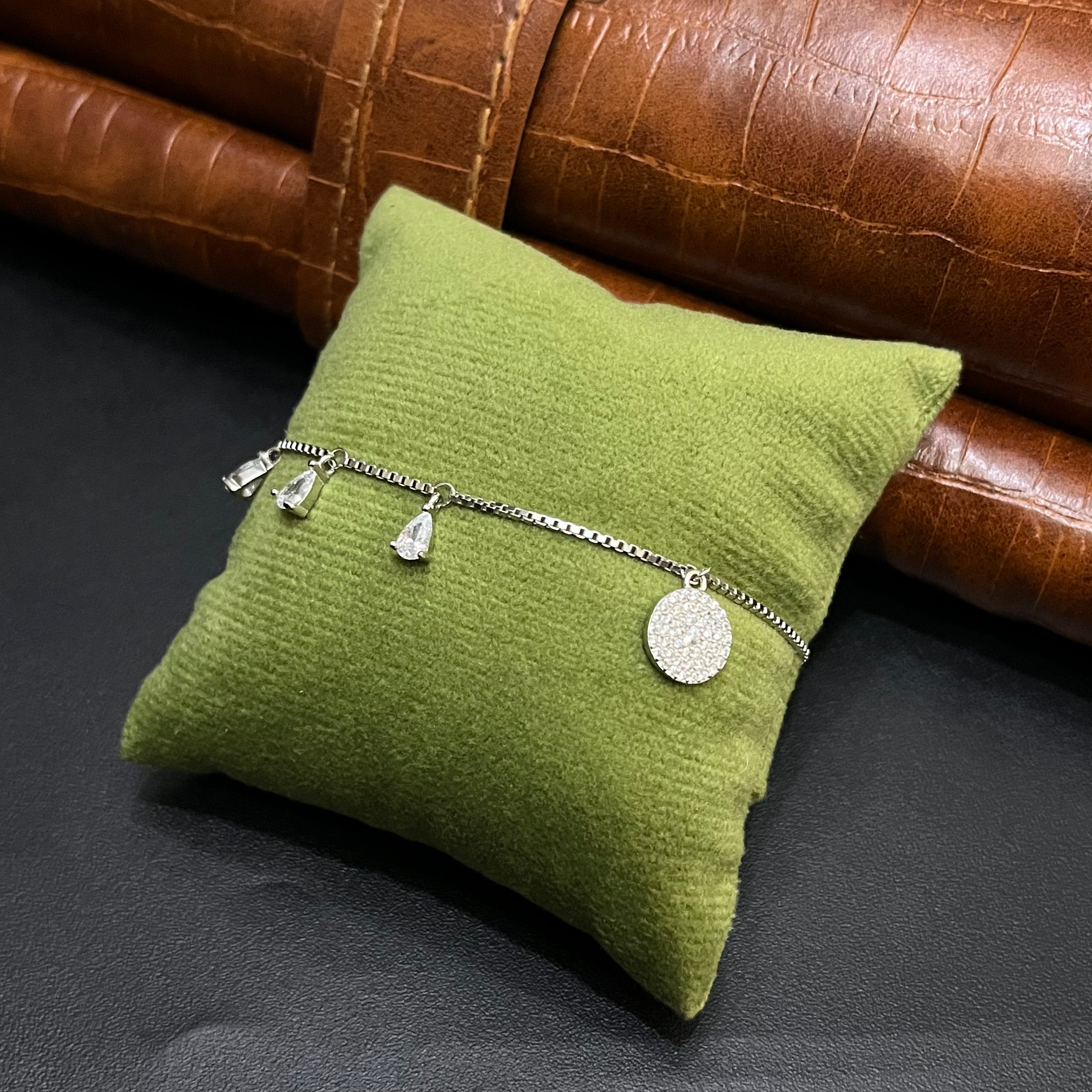 Silver Ladies Bracelet Classic White Stone Luna Drop 925