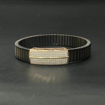Silver Mens Flexible Band Soliatre Fittings