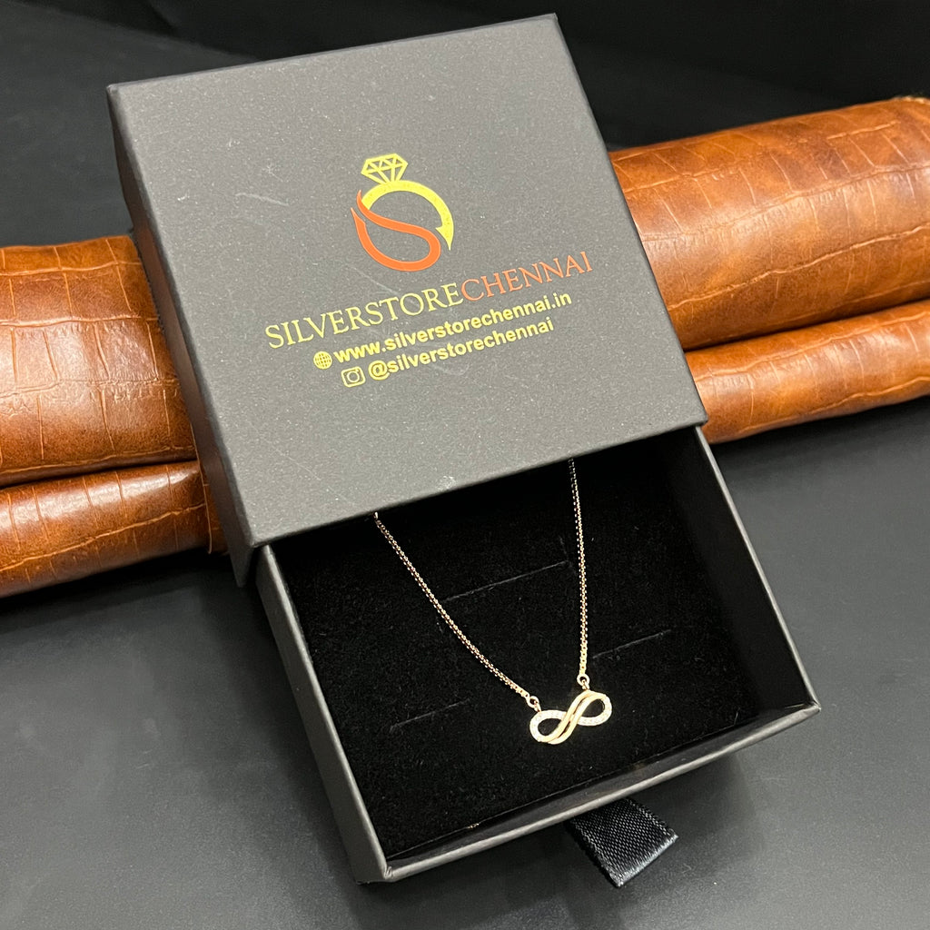 Silver Ladies Chain And Pendant Set Infinity Edition Rose Gold M02 925