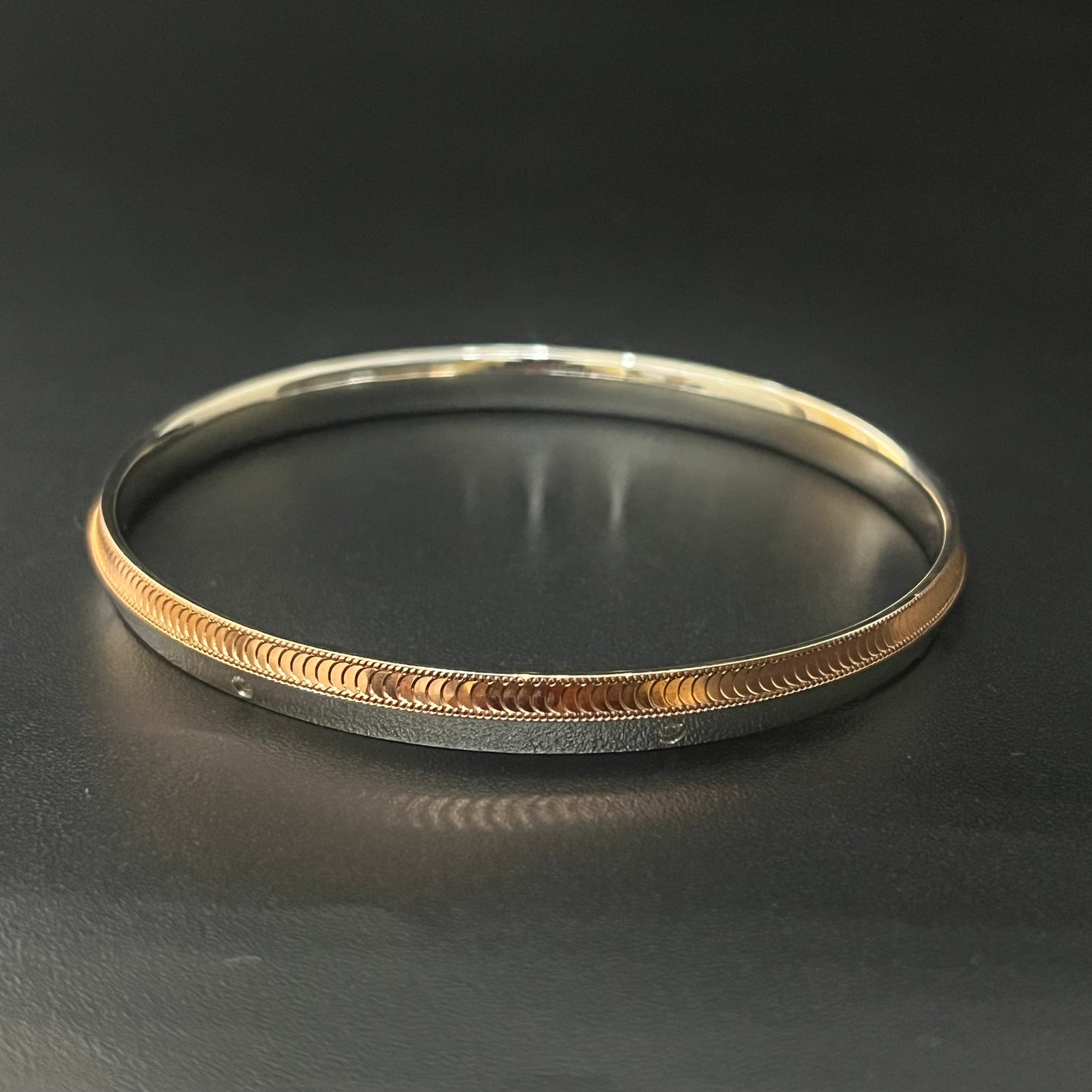 Silver Mens Kada Italian Rosegold CNC