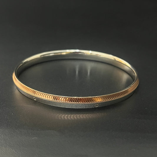 Silver Mens Kada Italian Rosegold CNC
