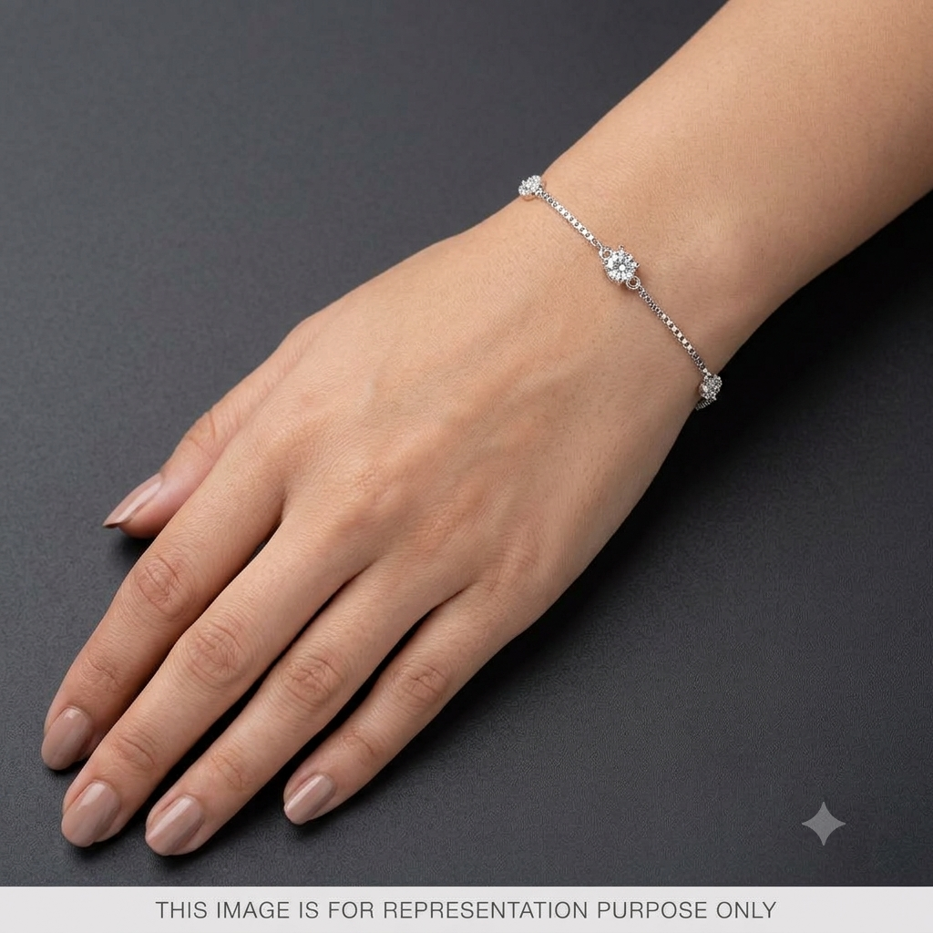 Silver Ladies Bracelet Three Diamond White Stone Edition 1 925