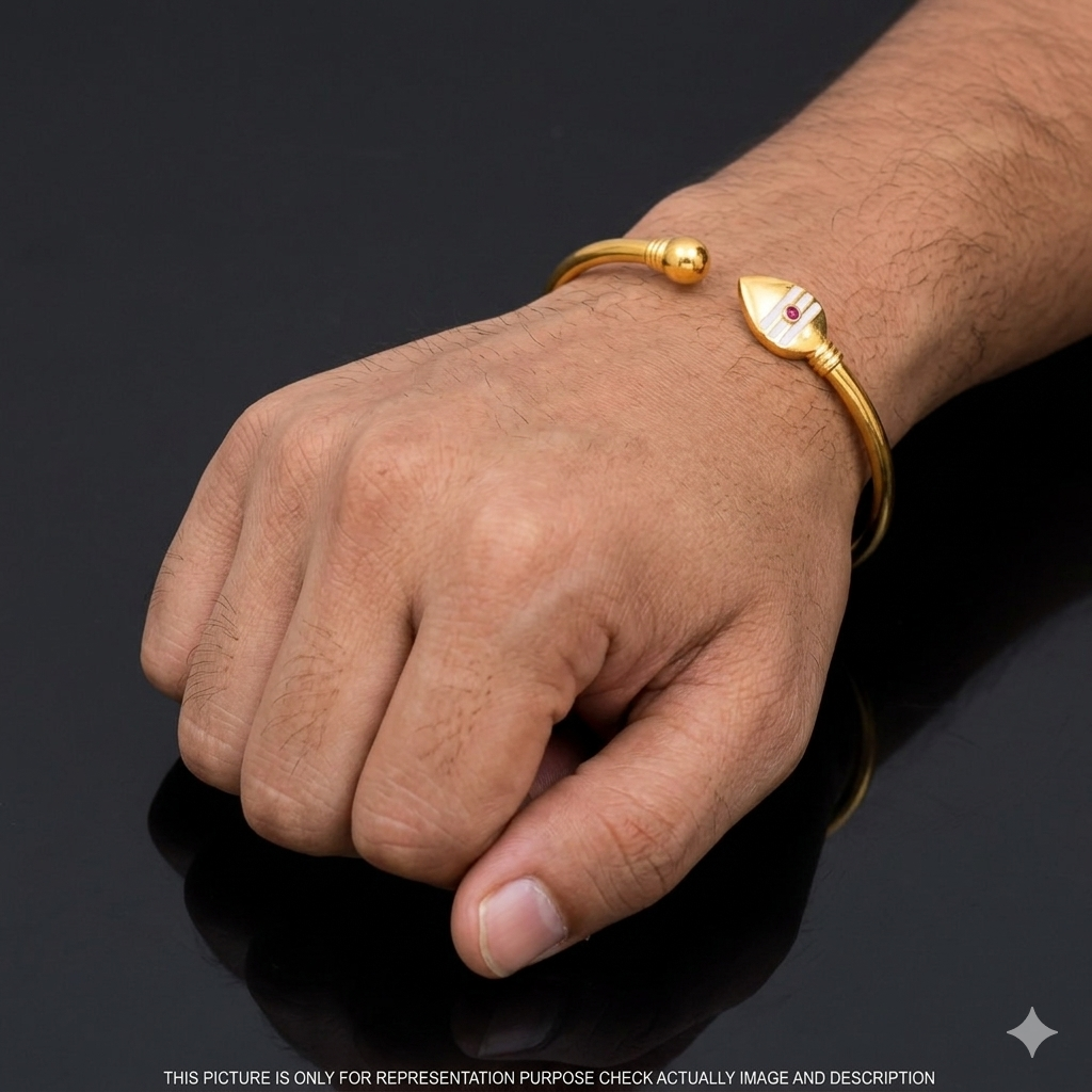 Silver Mugar Vel Kada Gold Polished Ball& Vel