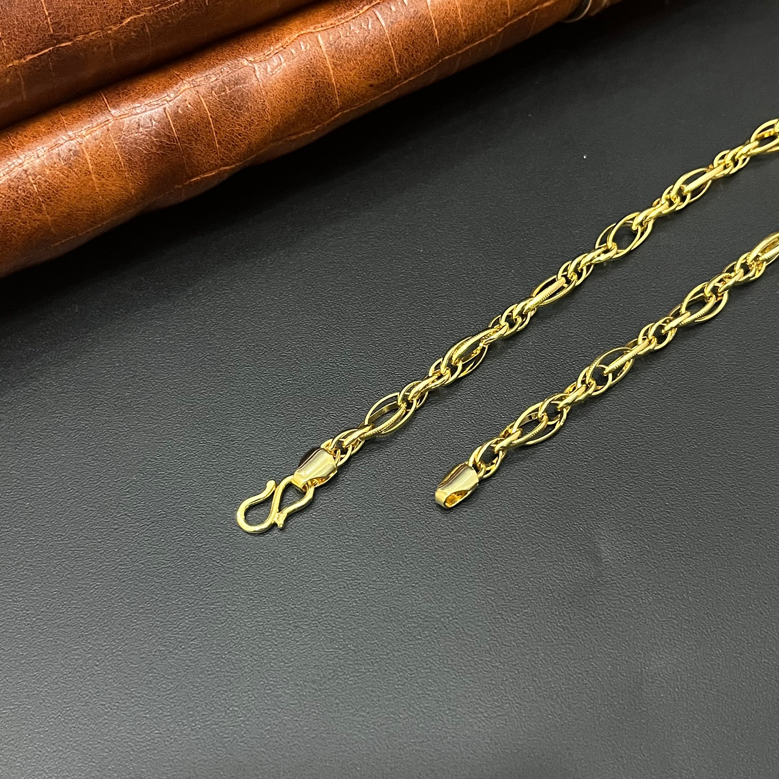 Silver Mens Indo Italian Chain Gold Finished Links01