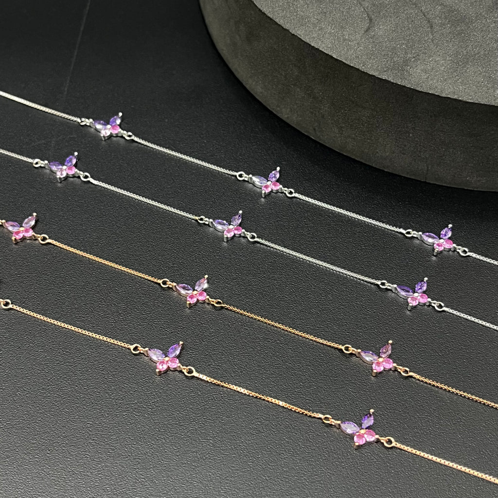 Ladies Anklet Purple & Pink Shade Butterfly