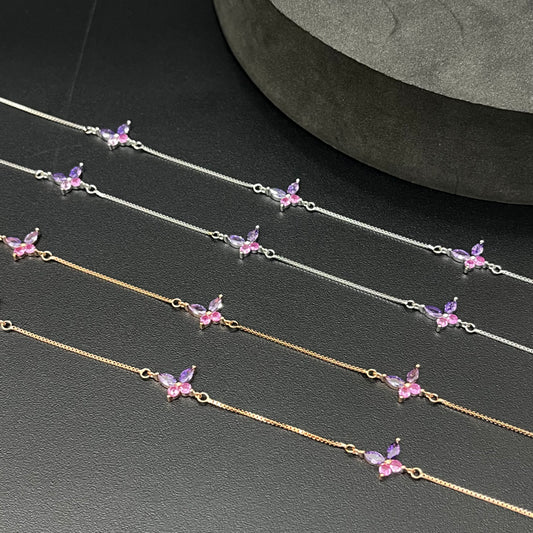 Ladies Anklet Purple & Pink Shade Butterfly