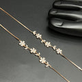 Silver Ladies Anklet Petal Leaf Crystal Rose Gold 925