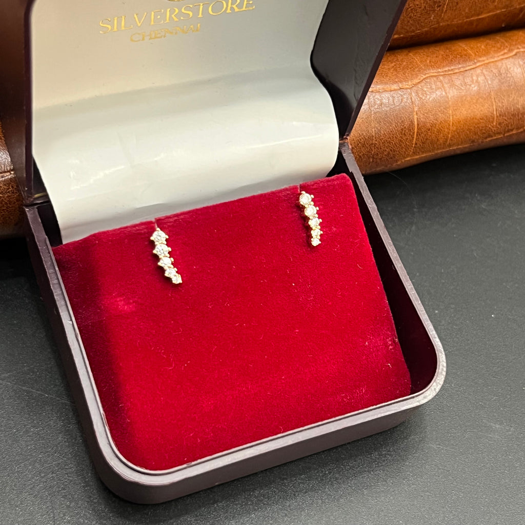 Silver Ladies Second Stud Elegant Leaf Rose Gold 925