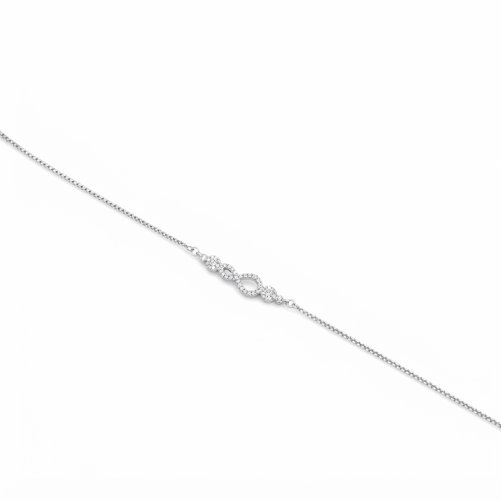 Silver Ladies Bracelet Infinity White Stone Charms 1 925