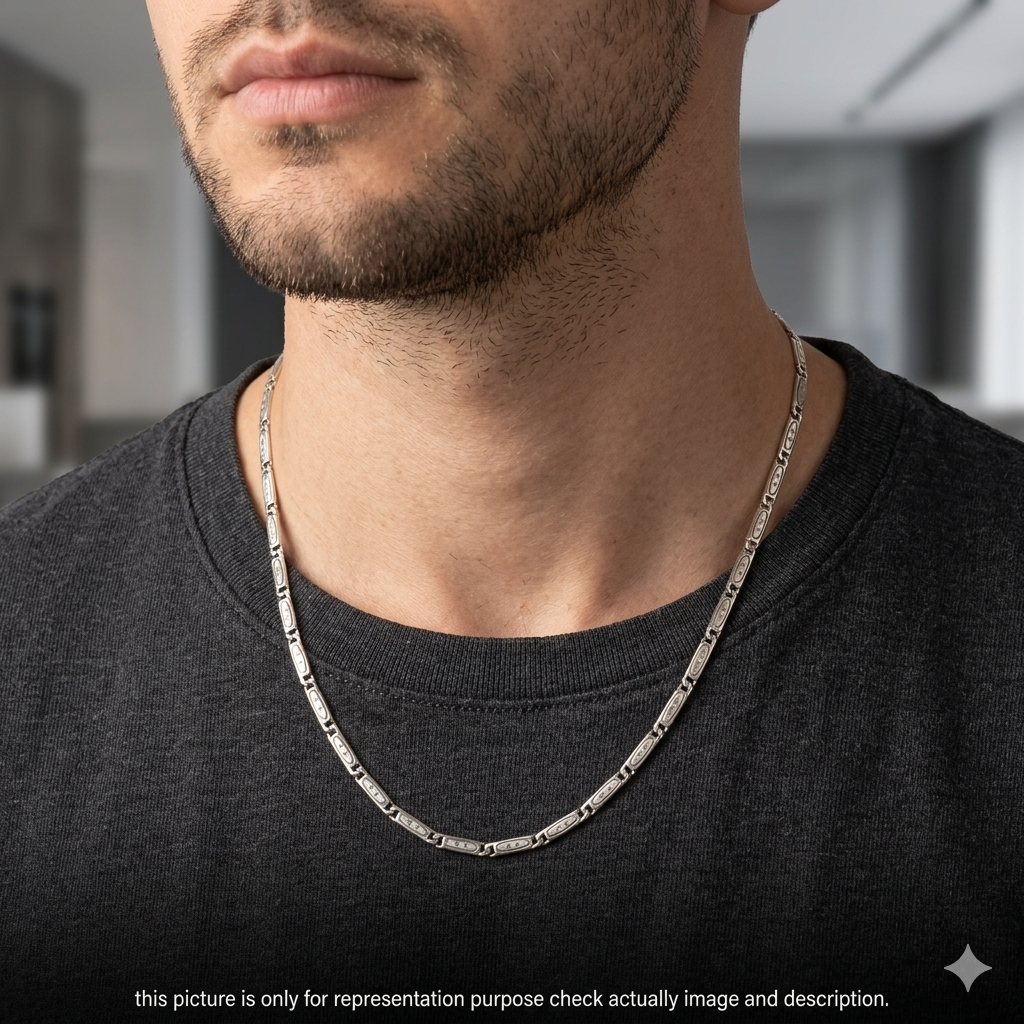 Silver Mens Chain Flat Italian Star