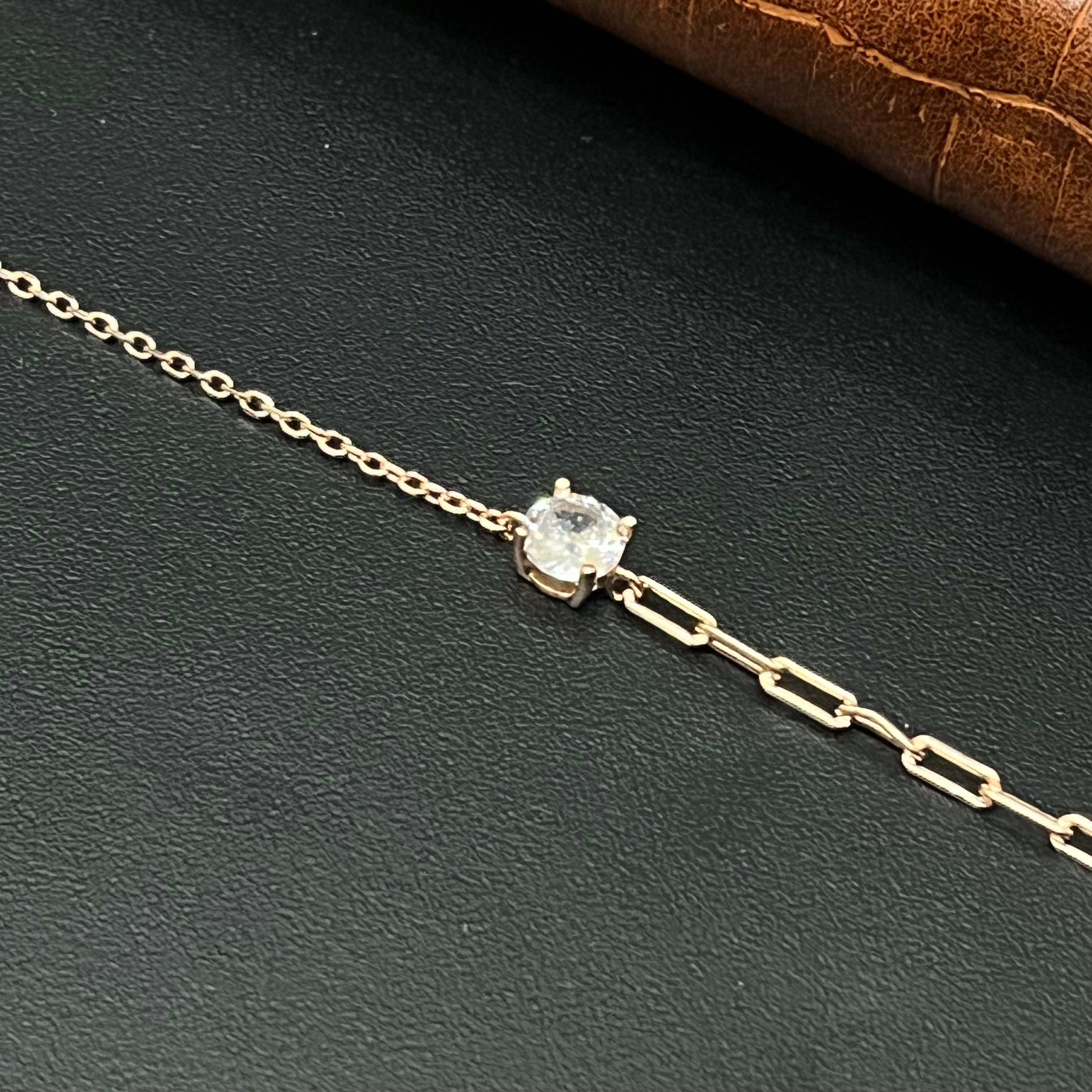 Silver Ladies Bracelet Single White Stone RG