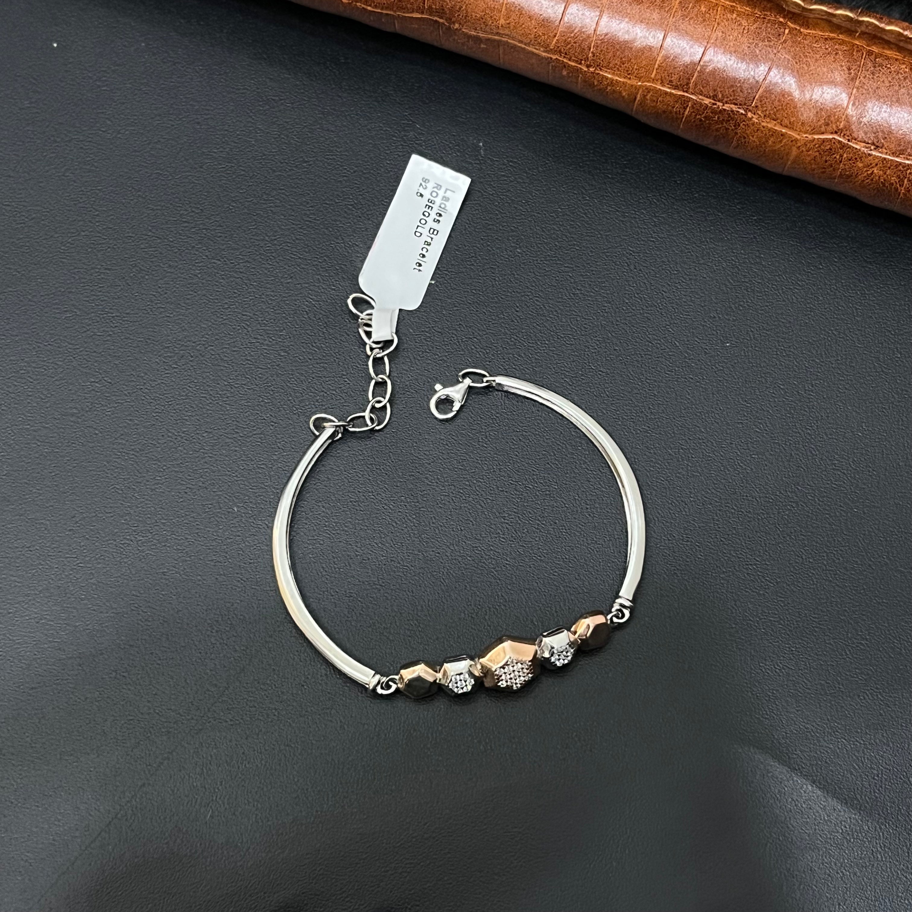 Silver Ladies Kada  3 Brown Balls