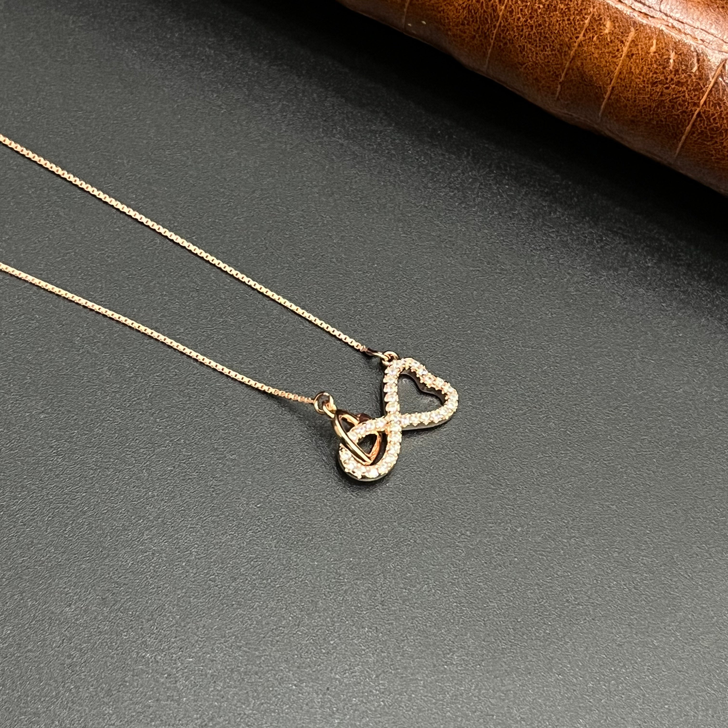Silver Ladies Pendant Chain Infinity Love Crystal Rose Gold 925
