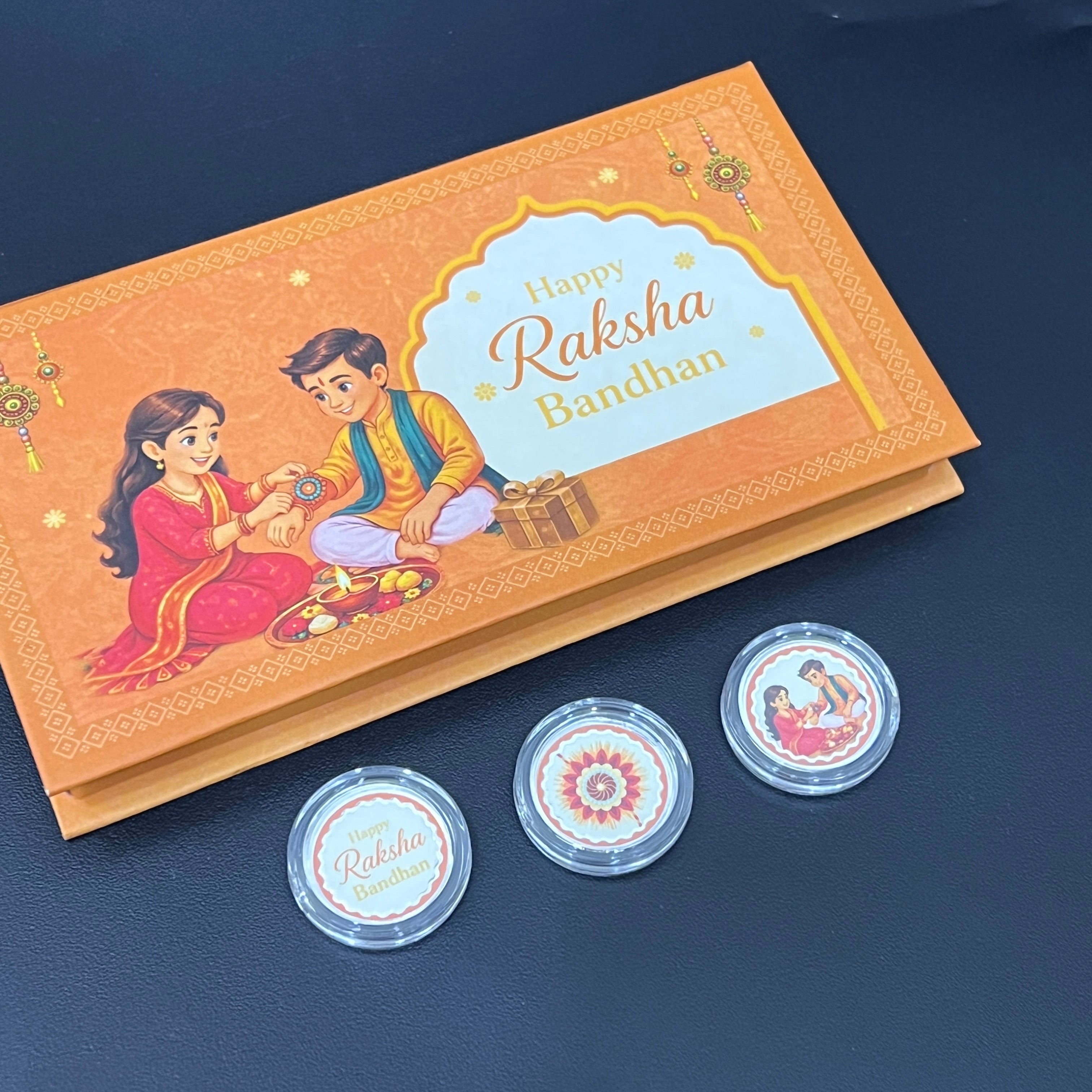 Silver Raksh Bandhan Gift Box 3 Coin Set 999