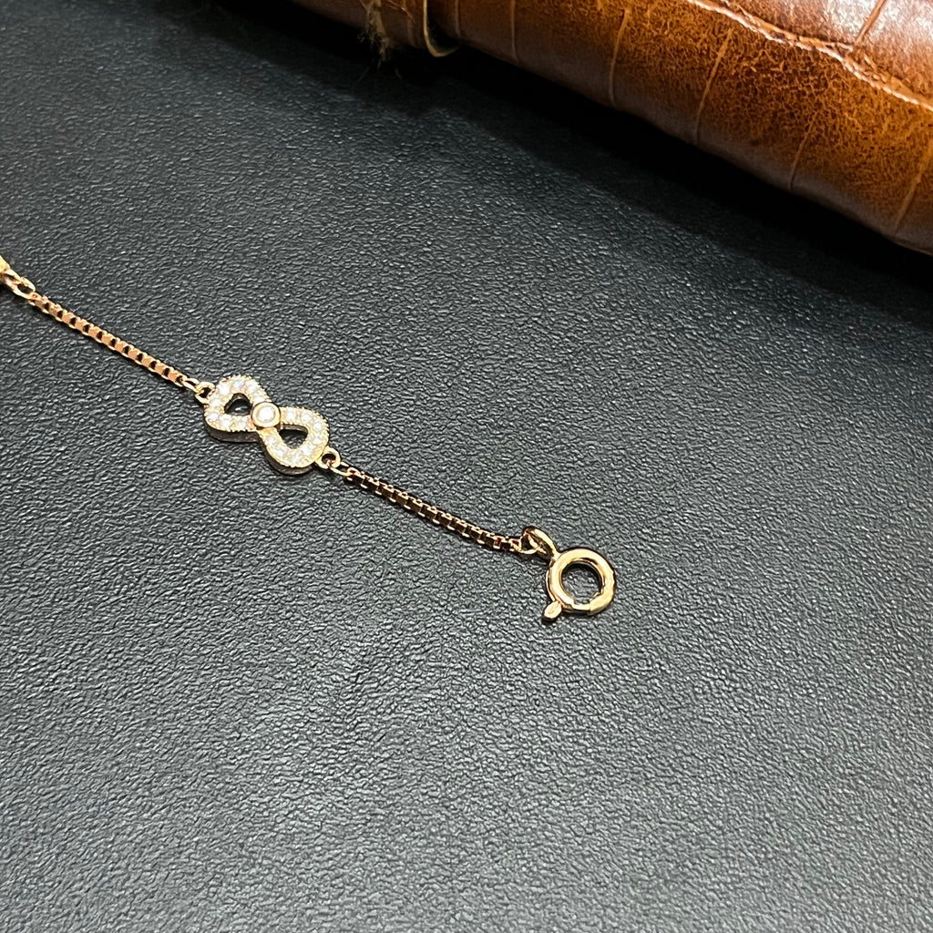 Silver Ladies Bracelet Triple Infinity White Stone Rose Gold 925