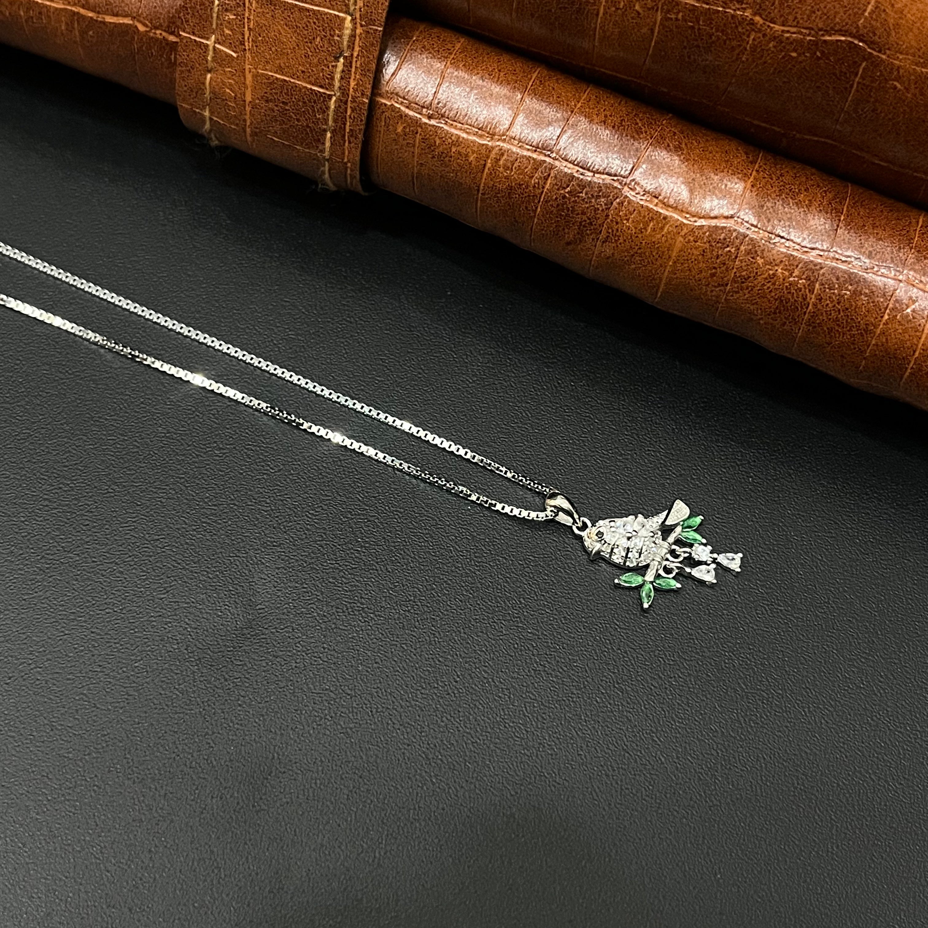 Silver Ladies Chain Bird With Branch