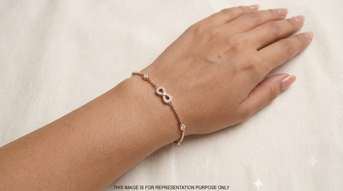 Silver Ladies Bracelet Triple Infinity White Stone Rose Gold 925