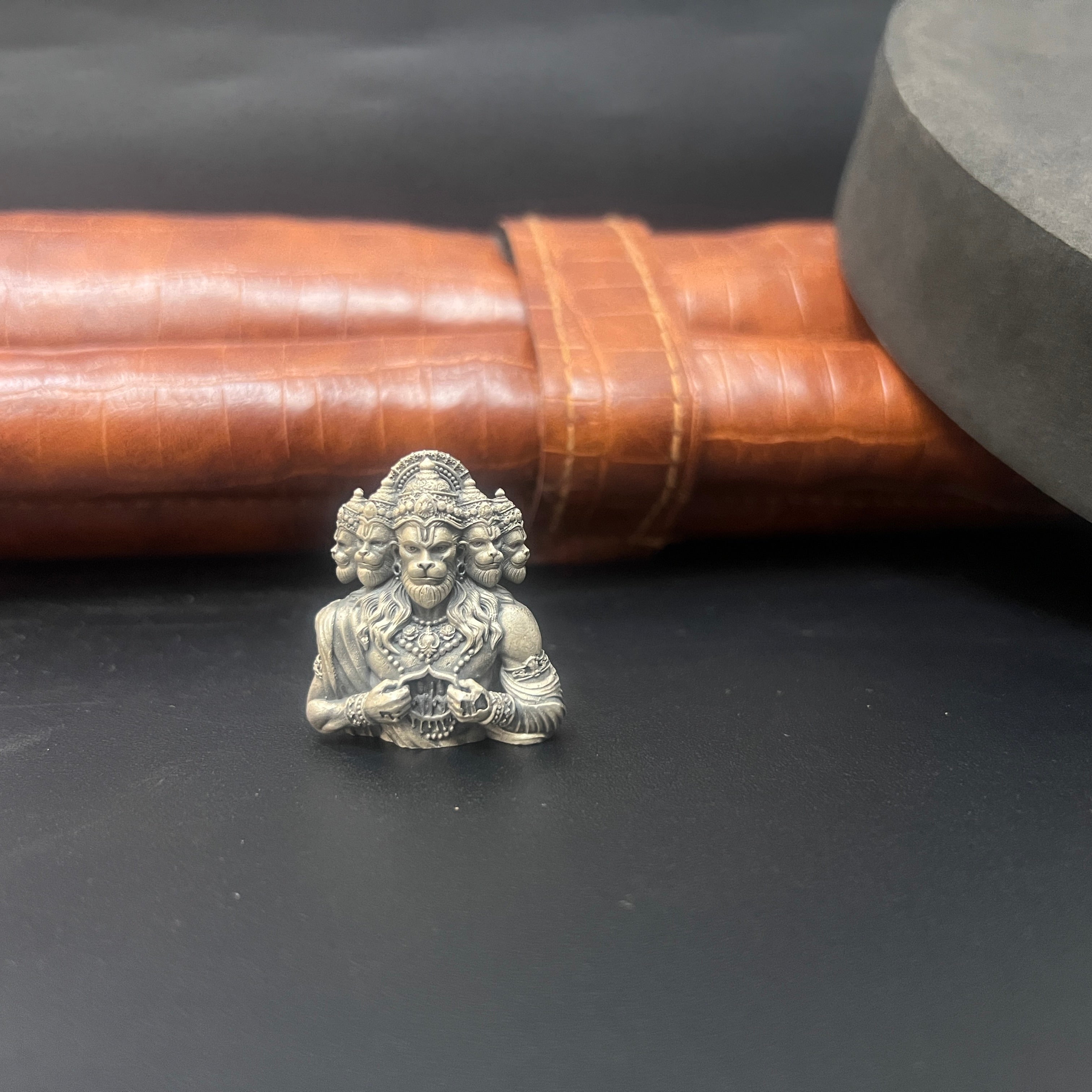 Silver Mens Hanuman Brooch Anqtiue 5 Faces 925