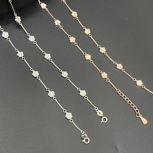 Ladies Anklet Flower Design Stones