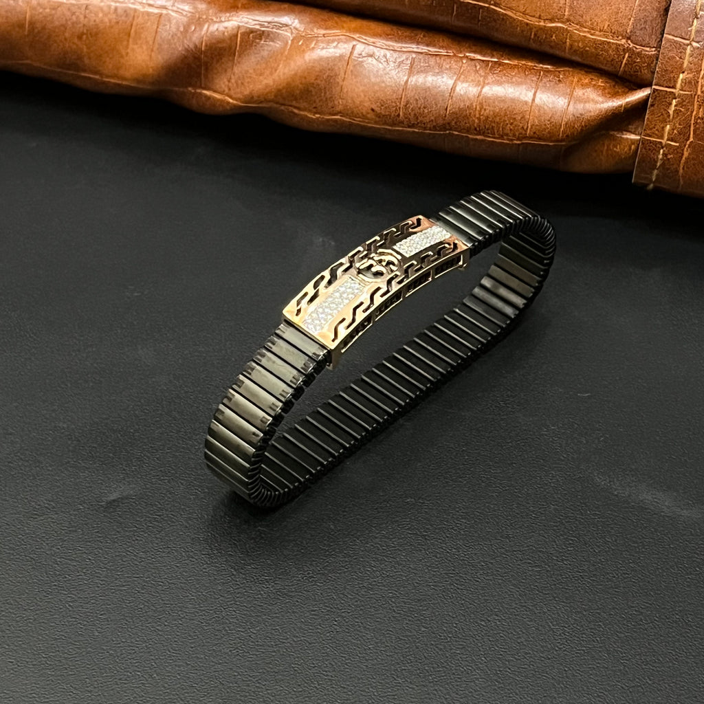Silver Mens Flexible Band OM Rosegold