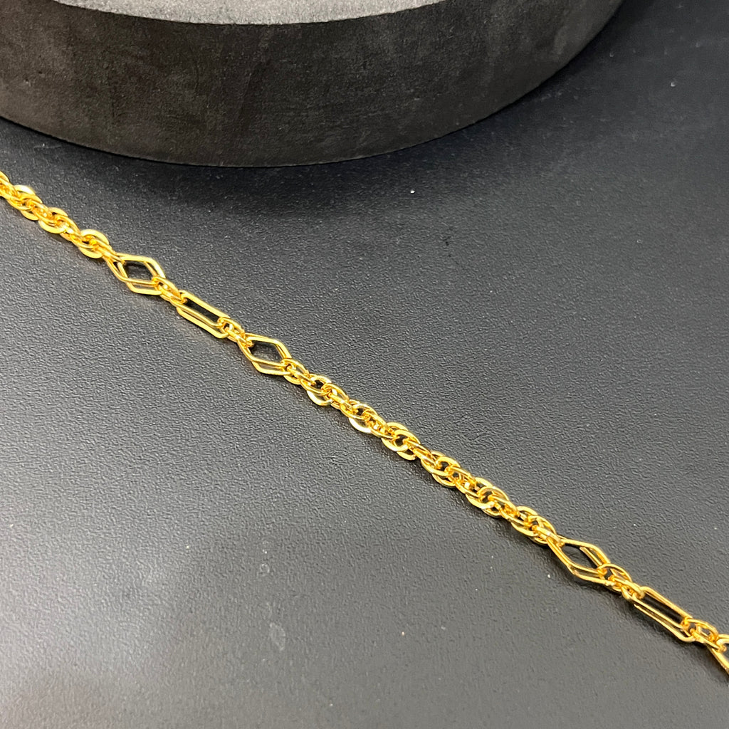Silver Mens Chain Indo Italian  Majestic Twisted Oval Gold Finish 925