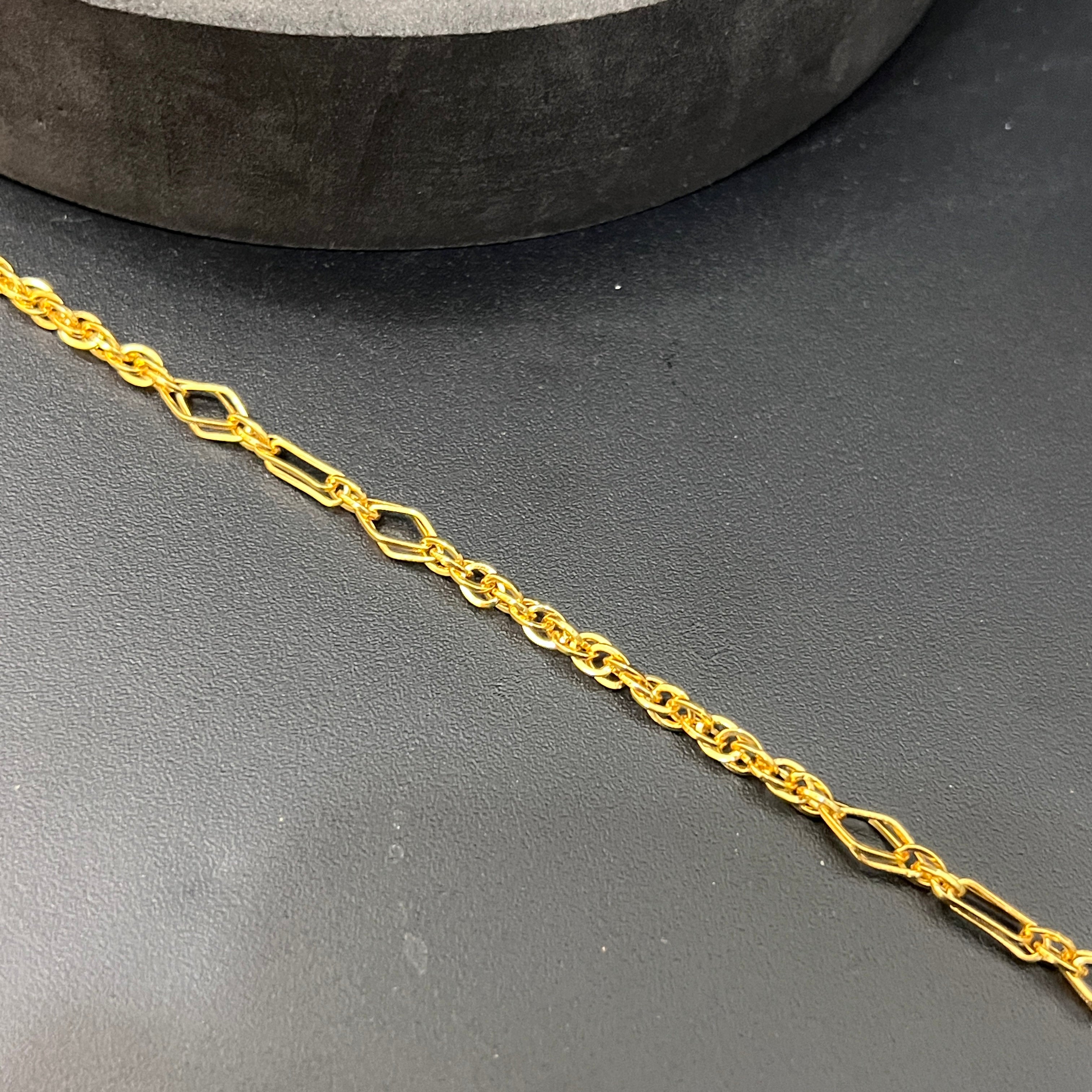 Silver Mens Chain Indo Italian  Majestic Twisted Oval Gold Finish 925