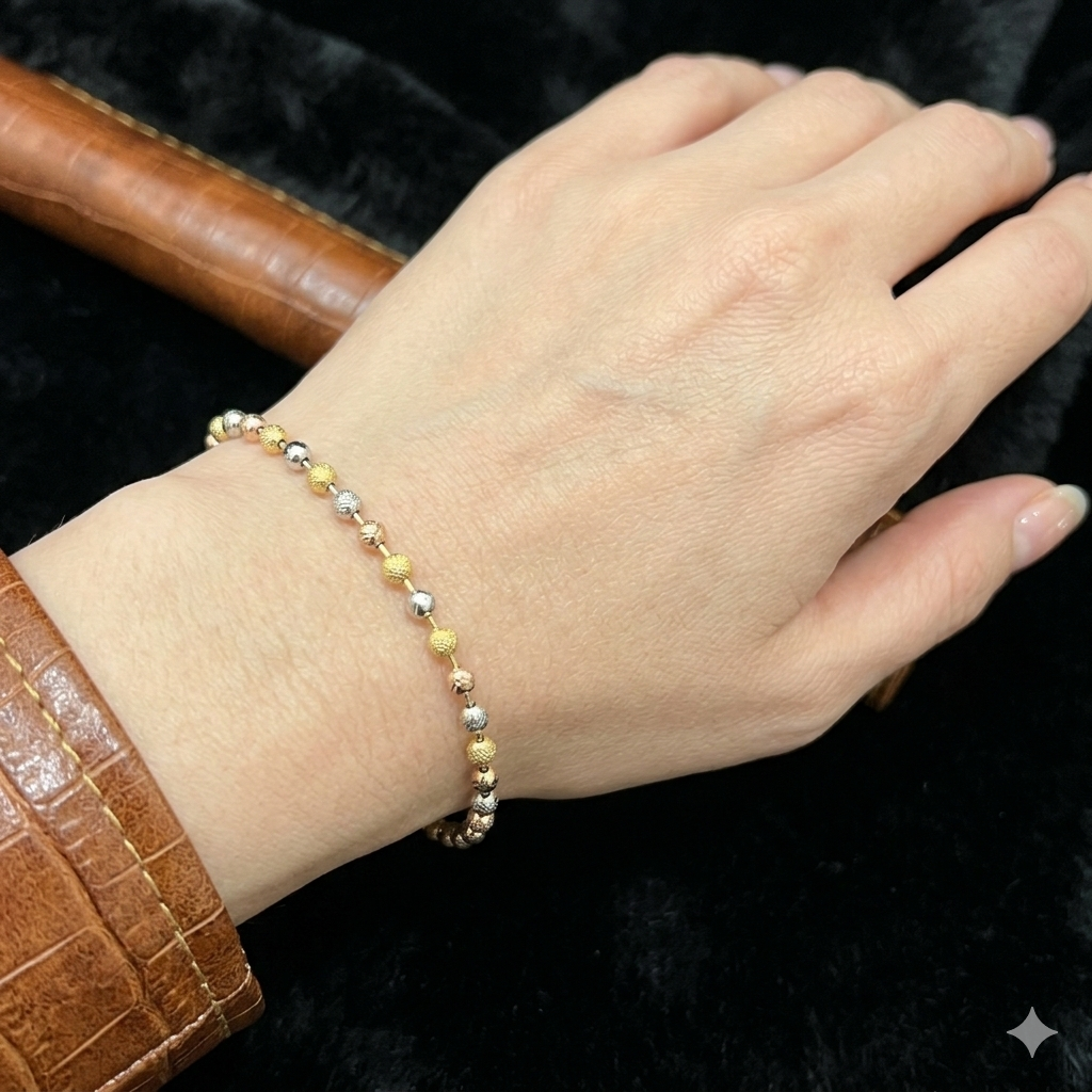 Silver Ladies Bracelet Beads Rosegold