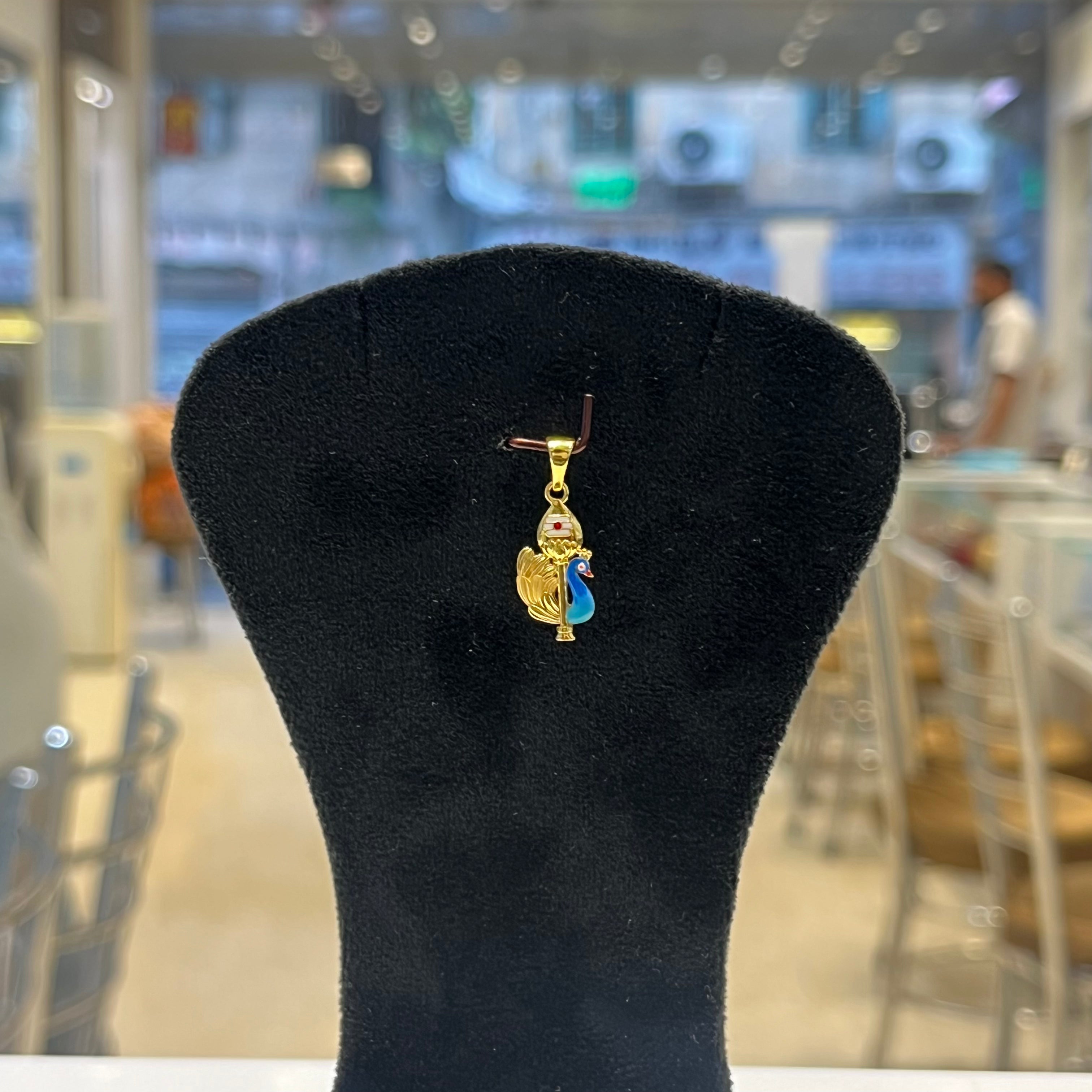Gold Pendant Murugan Vel Peacock NDS04 22K 916