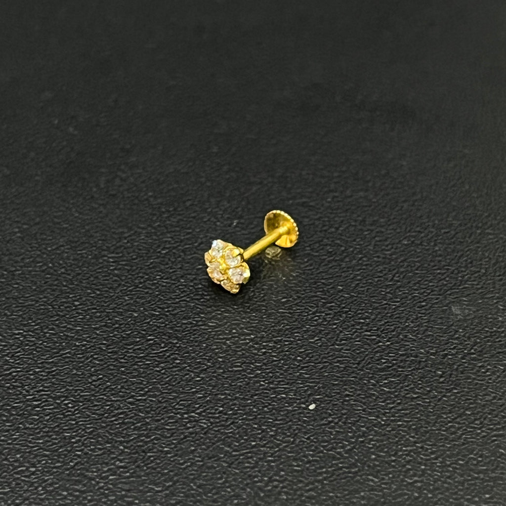 Gold Nosepin White Floral