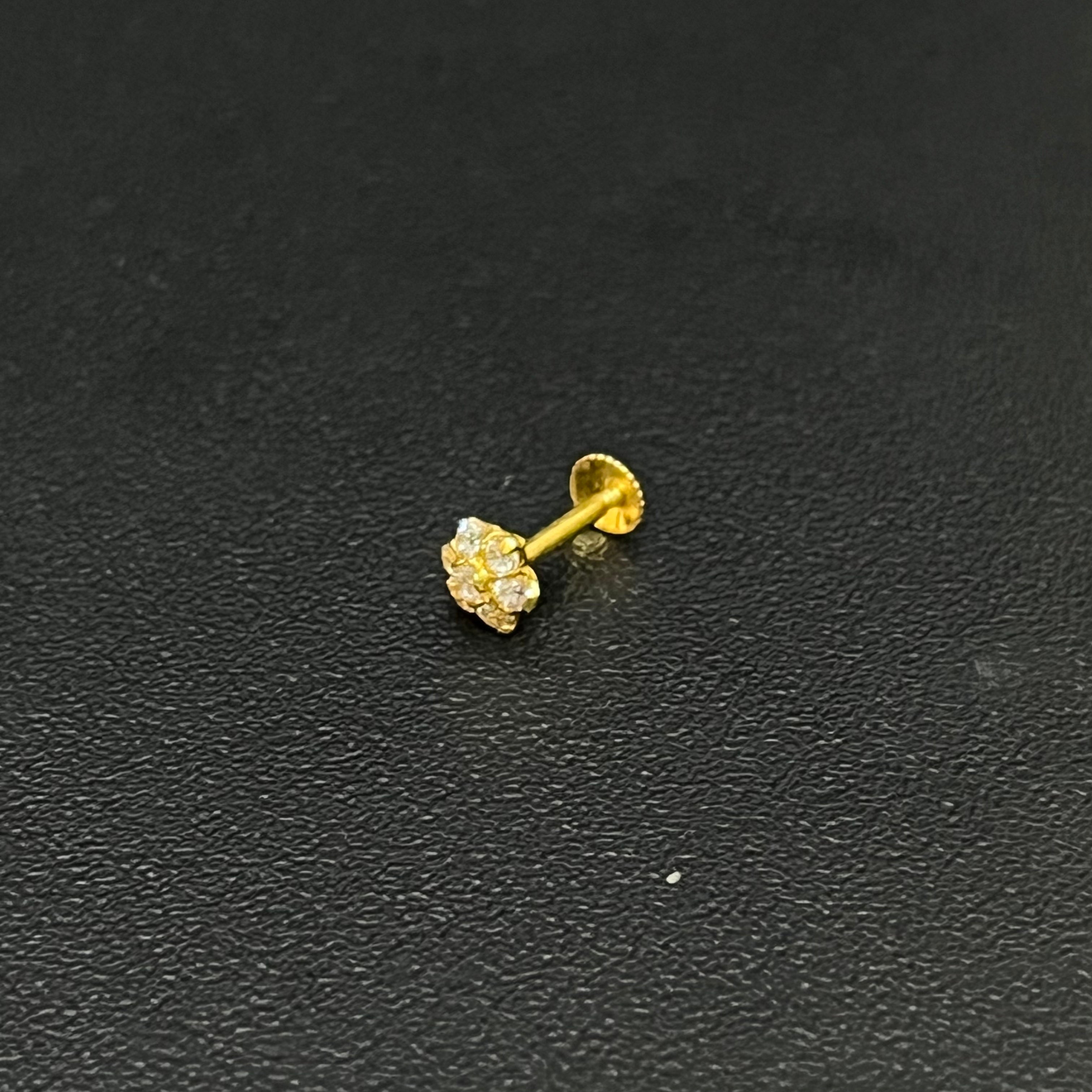 Gold Nosepin White Floral
