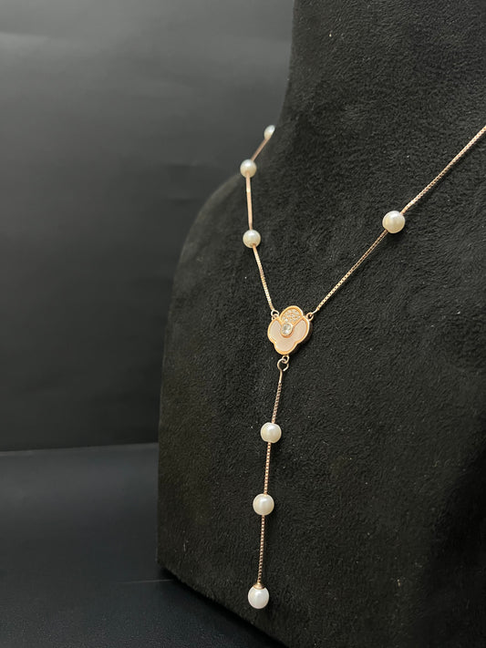 Ladies Silver Chain Clover & Muthu Rosegold