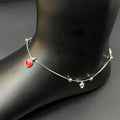 Silver Ladies Anklet Heart Charms