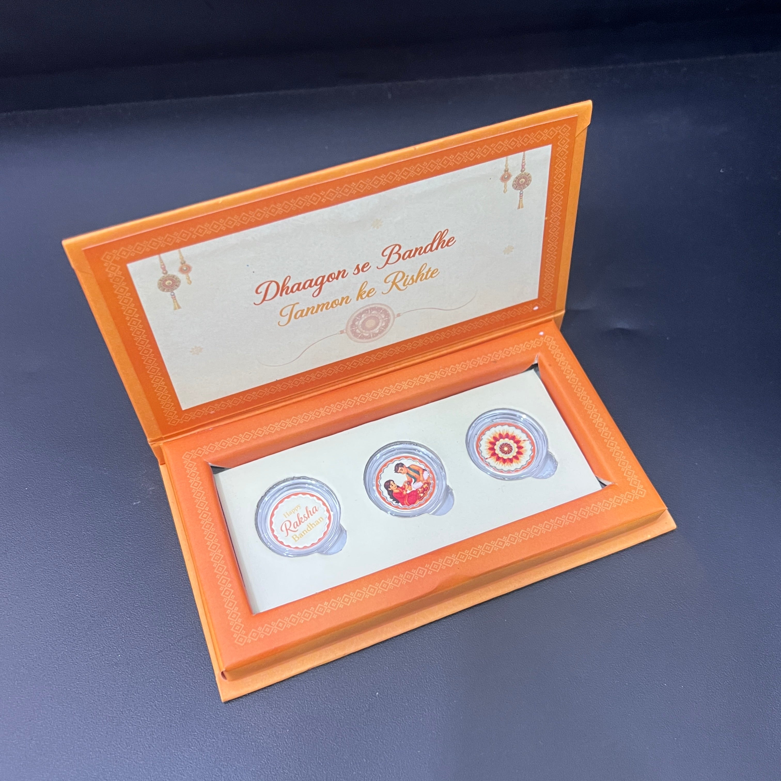 Silver Raksh Bandhan Gift Box 3 Coin Set 999