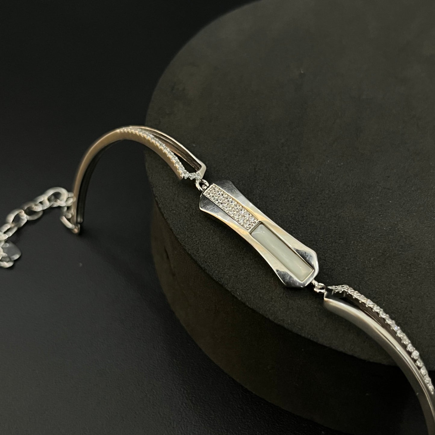 Silver Ladies Bracelet Platinum Finish MOP