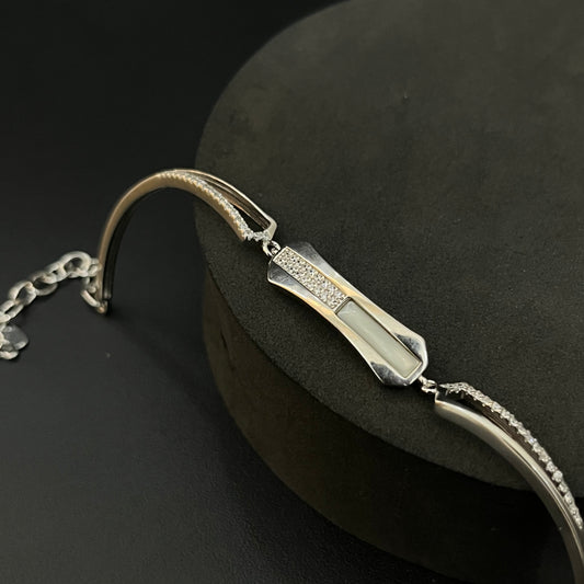 Silver Ladies Bracelet Platinum Finish MOP