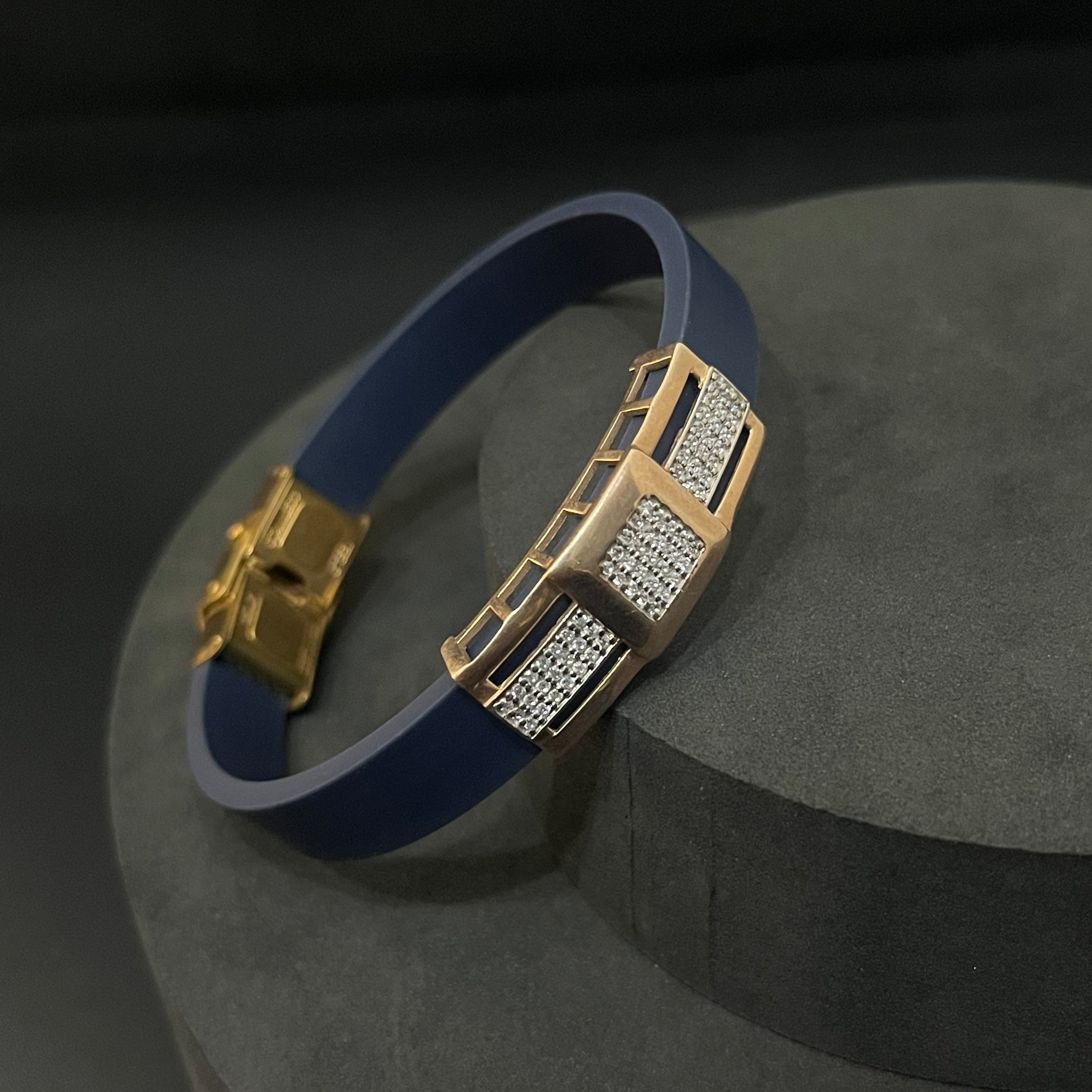 Silver Mens Flexible Blue Band change