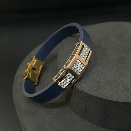 Silver Mens Flexible Blue Band change