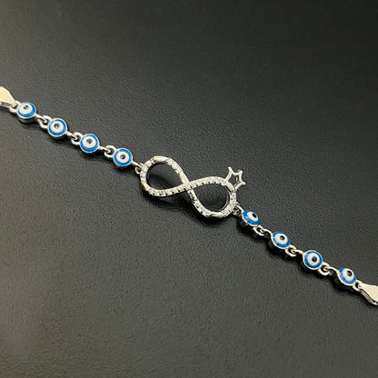Silver Ladies Infinity Bracelet Crown