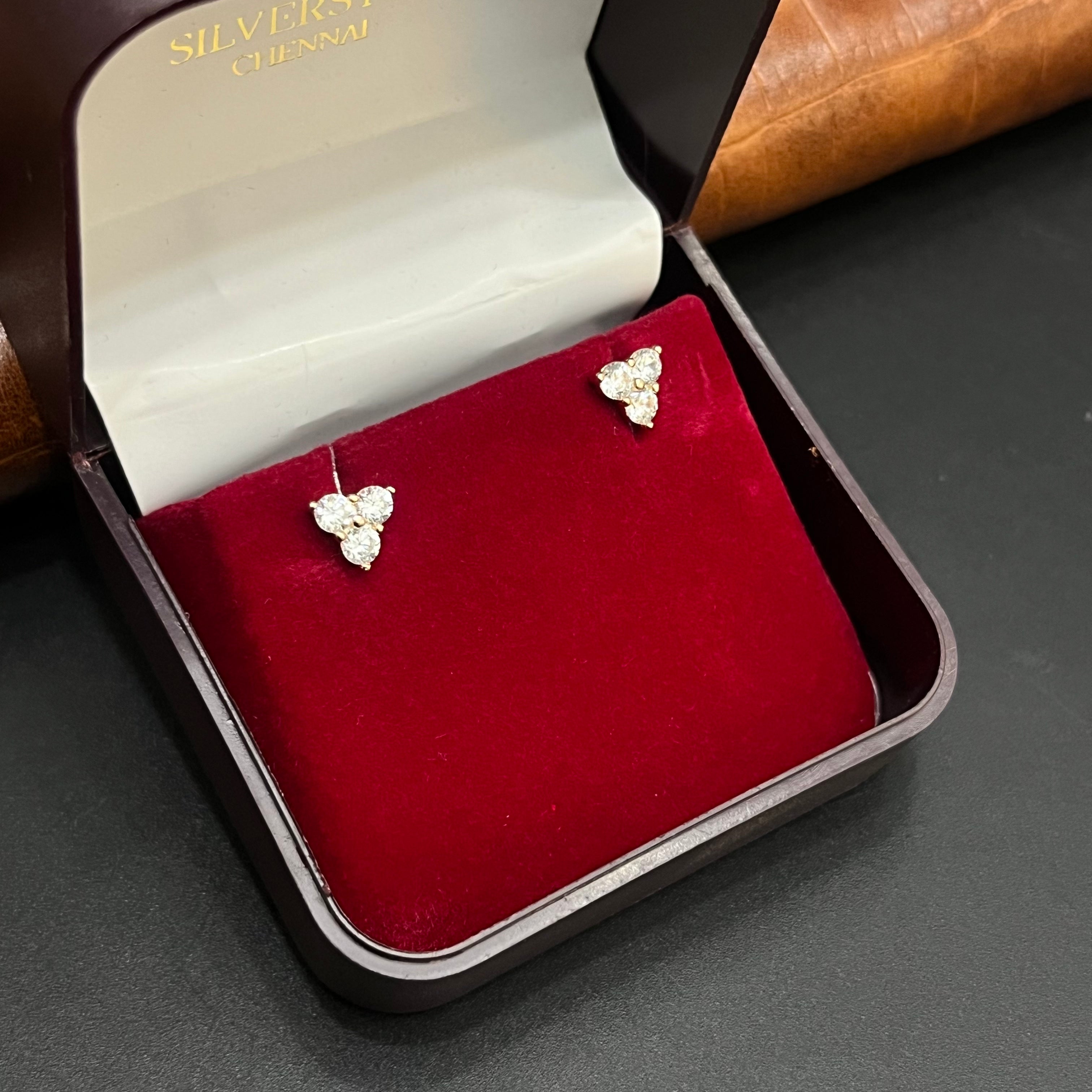 Silver Ladies Second Stud Petal 3Dot Crystal Rose Gold 925