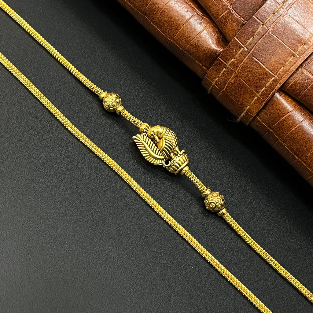 Silver Gold Finished Thali Saradu Peacock Touch