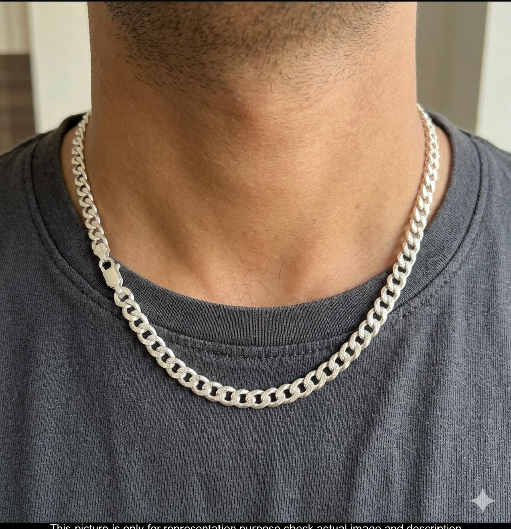 Men's Silver  Chain Hollow Cuban