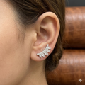 Silver Ladies  Earcuffs C Cut White