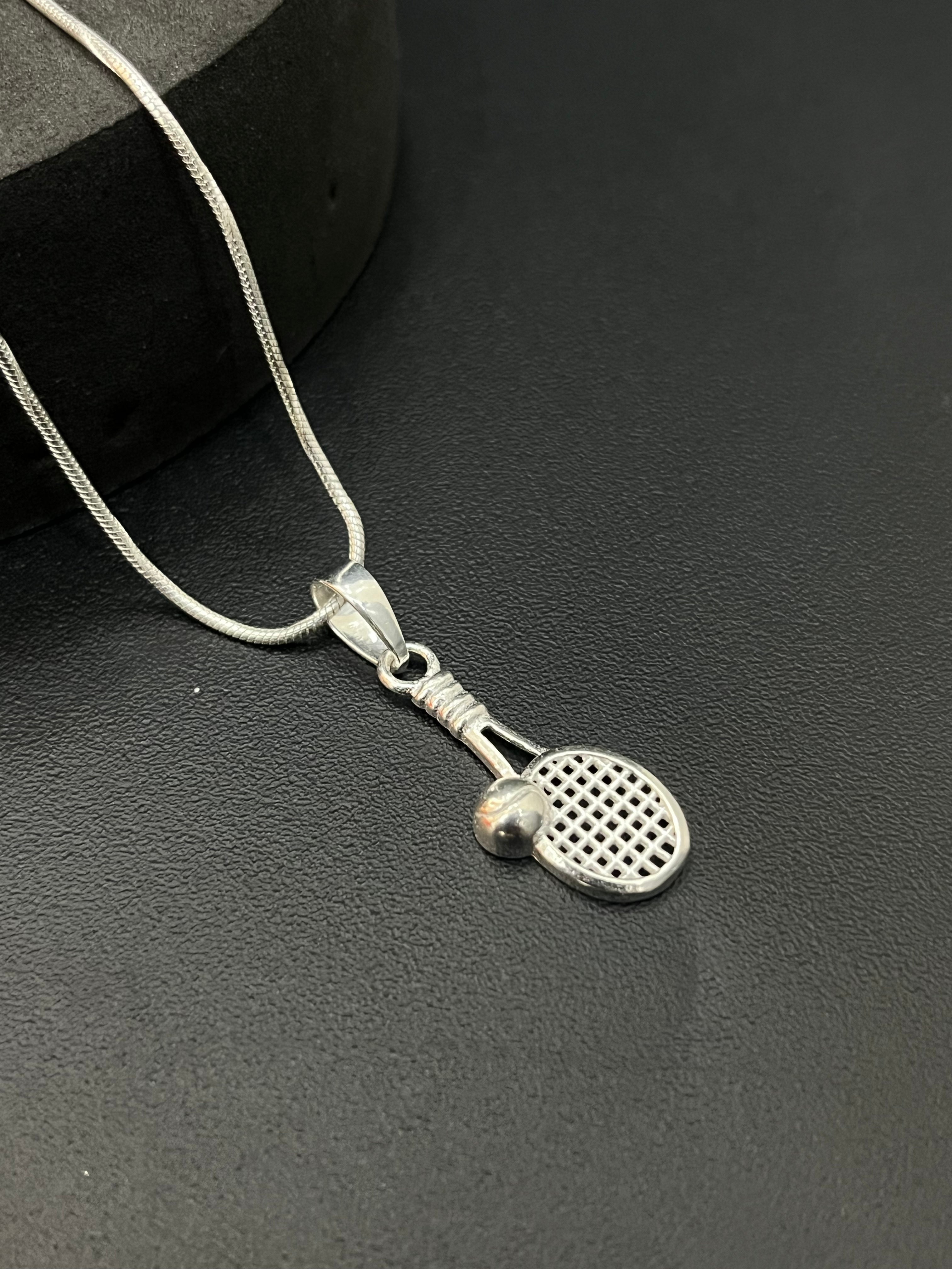 Silver Tennis Bat Pendant