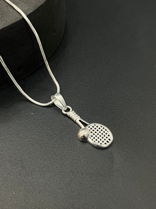 Silver Tennis Bat Pendant
