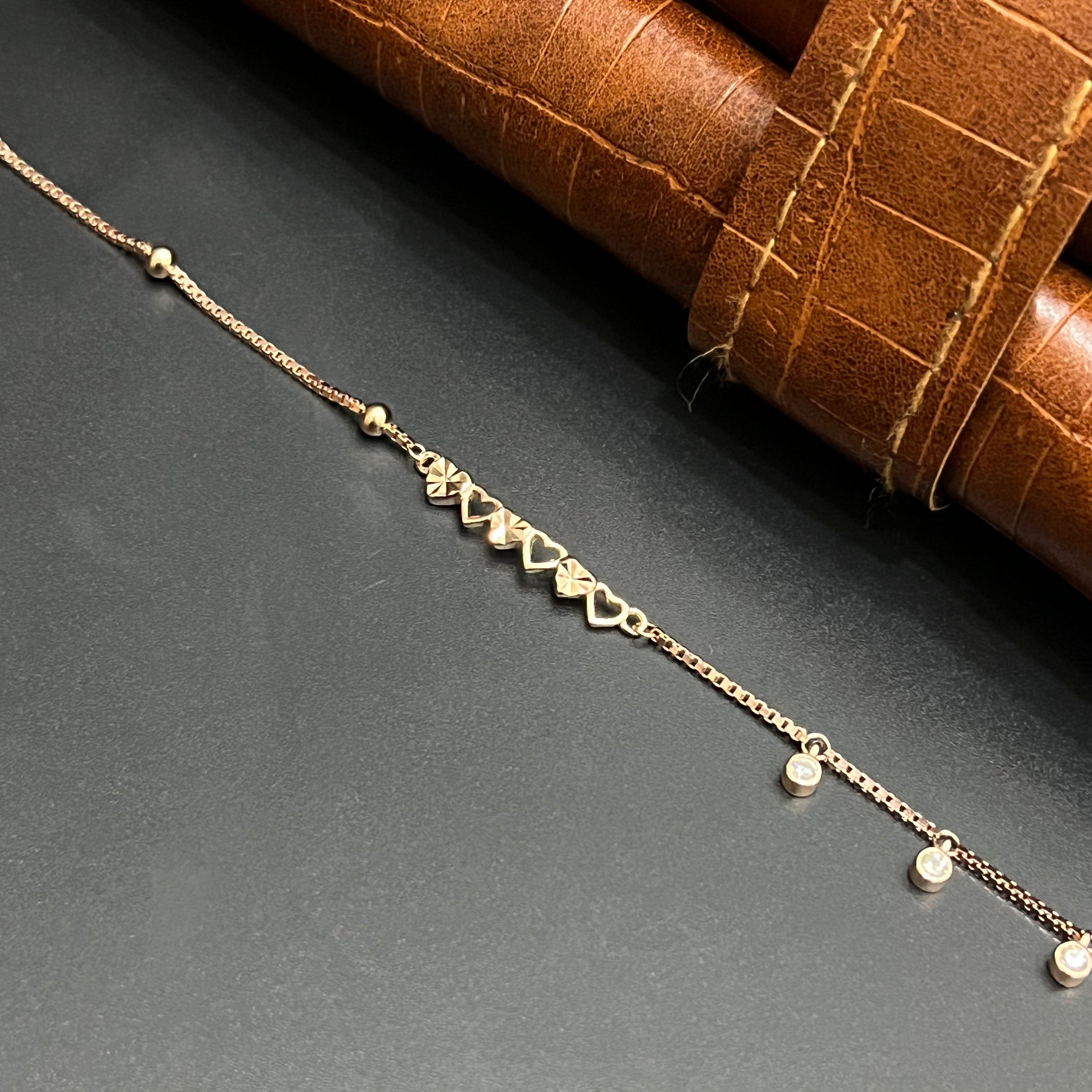 Silver Ladies Bracelet Golden Heart & Star Link Rose Gold 925