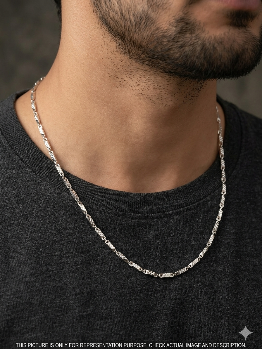 Silver Mens Chain Bullet  Diagonal Cut