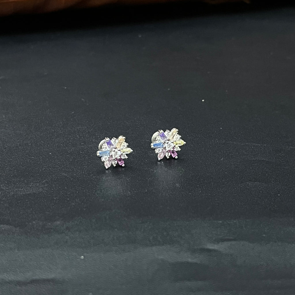 Silver Ladies Stud Crystal White