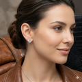 Silver Ladies Stud  U White Stone