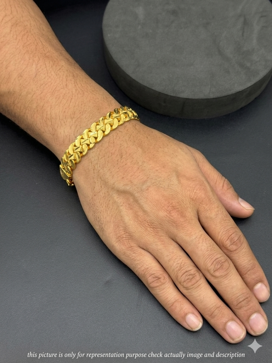 Silver Mens Gold Finished Bracelet Cowboy